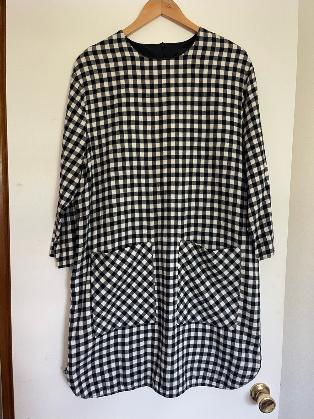 Topshop Black & White Gingham Shift Dress